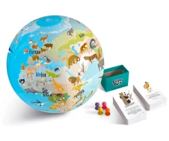 Niños Caly Juego de Mesa Stick'n Quiz + Globo Inflable Animales del Mundo
