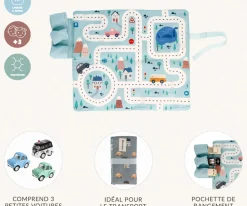 Monnëka Juego Mantel con Circuito Azul + 3 Coches^Niños Juguetes Niños 3 Años