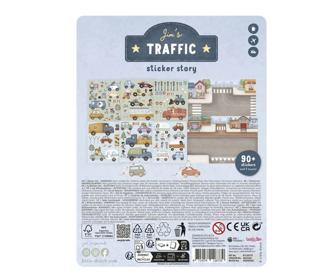 Little Dutch Libro de Pegatinas Reutilizables Jim y Vehículos^Niños Manualidades Para Niños