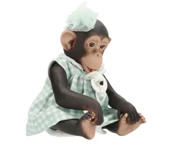 Niños Así Lola La Chimpacé con Vestido Cuadros Verde y Lazo de Tul