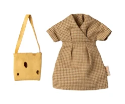 Niños Maileg Mamá Ratón con Vestido Marrón Claro