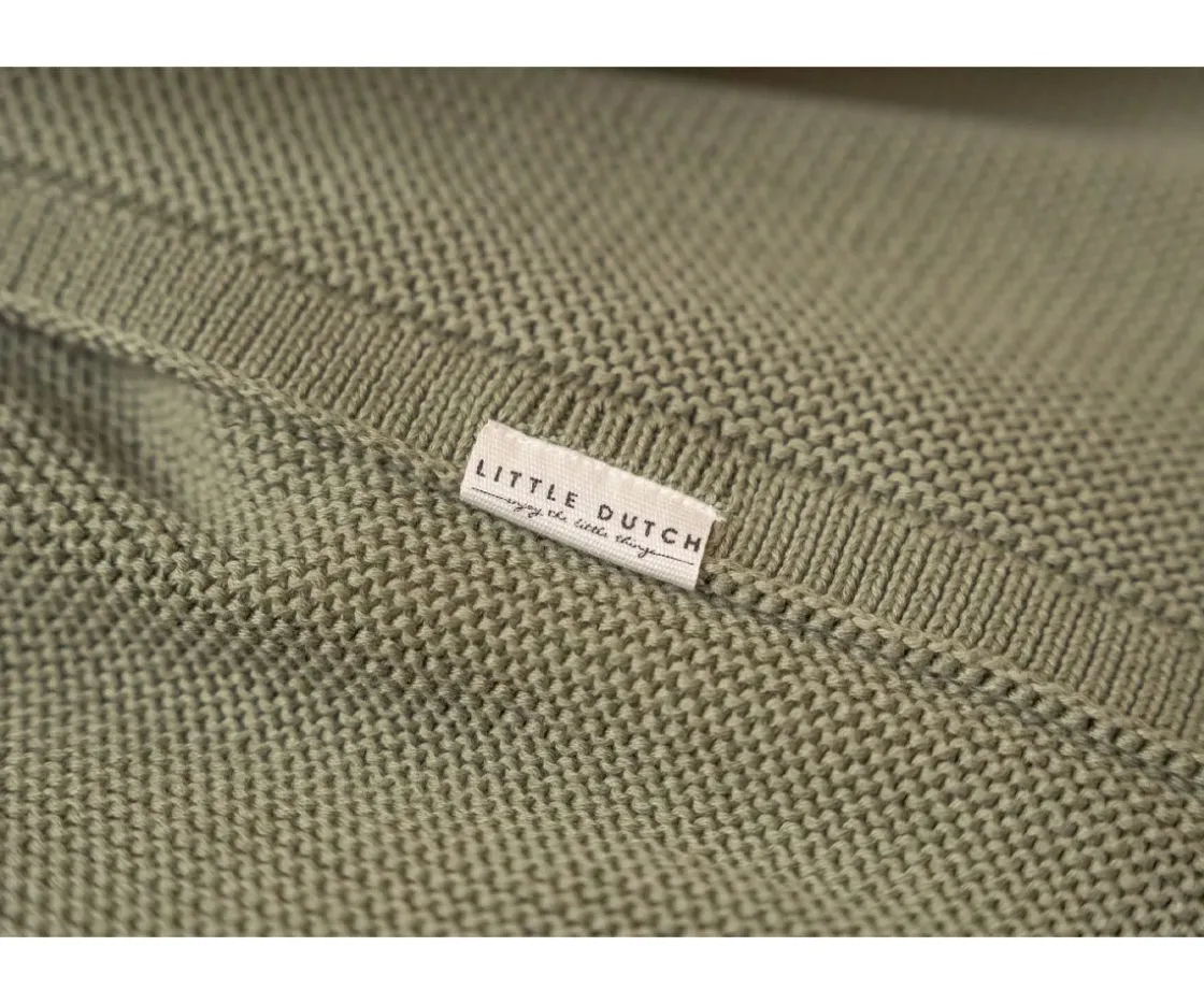 Niños Little Dutch Manta de Punto Pure Olive Personalizable