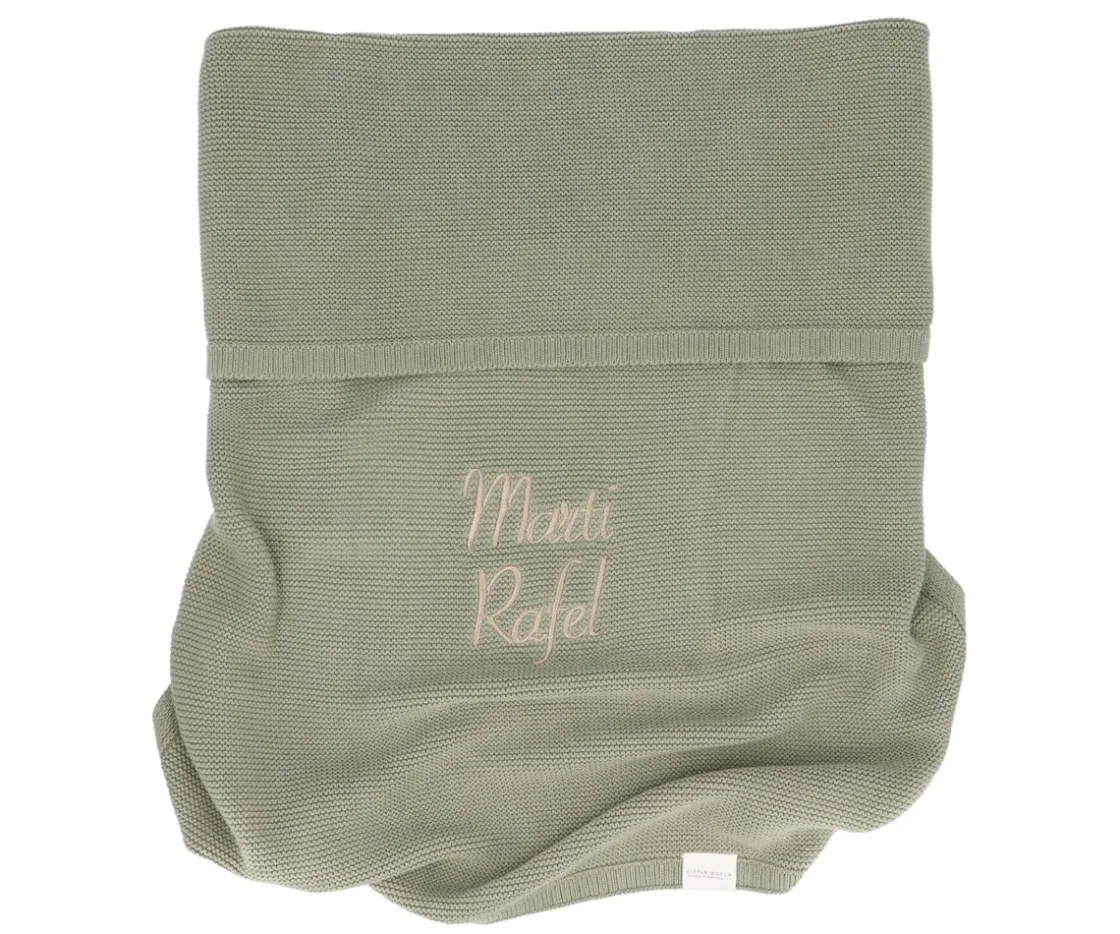 Niños Little Dutch Manta de Punto Pure Olive Personalizable