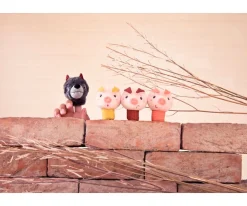 Niños Lilliputiens Marionetas de Dedo El Lobo y los 3 Cerditos