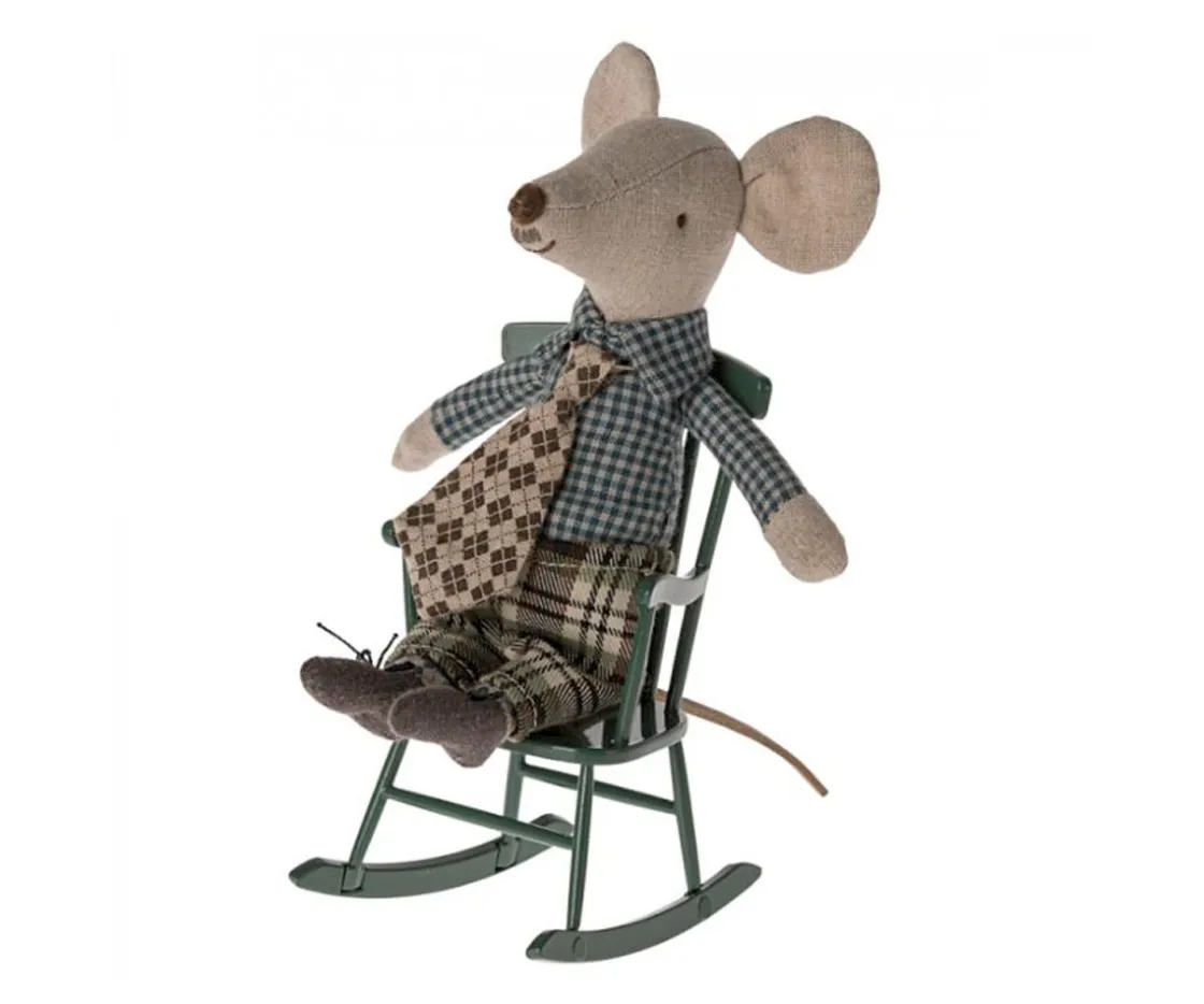 Maileg Mecedora Ratón Verde Oscuro^Niños Casa De Muñecas De Madera