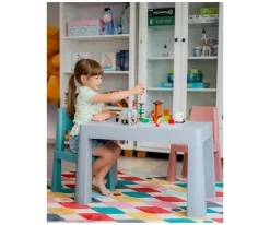 Niños Teggi Mesa Multifunción Gris/Old Rose/Turquesa