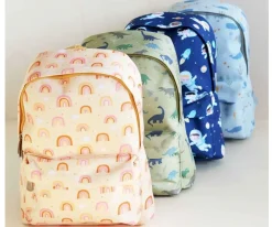 A Little Lovely Company Mochila Infantil Mini Dinosaurios Personalizable + Llavero T-Rex Regalo