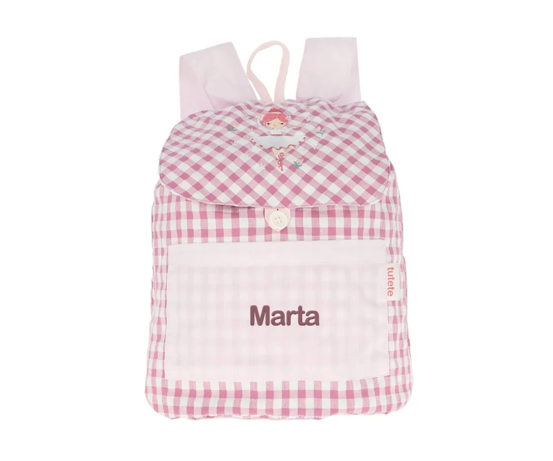 Tutete Textil Mochila Pequeña Vichy Ballet Personalizable