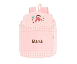 Tutete Textil Mochila Pequeña Vichy Little Red Personalizable