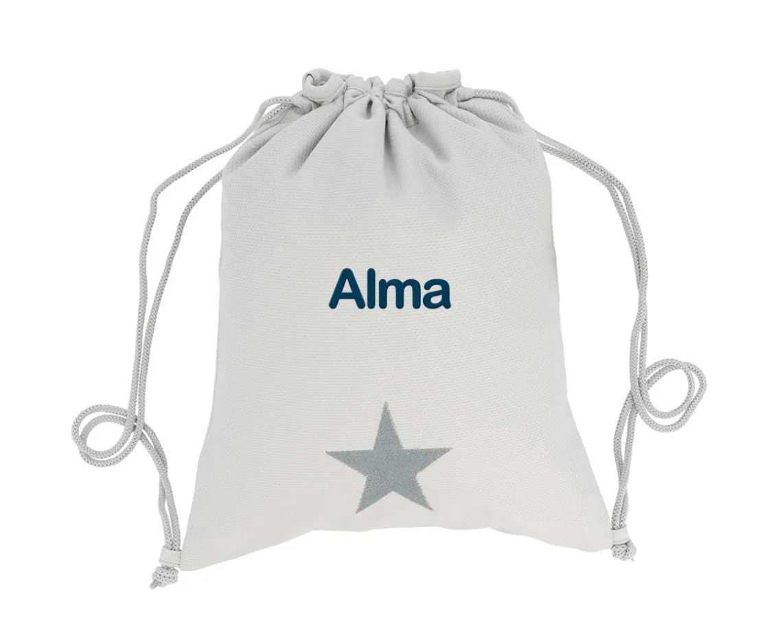 Tutete Textil Mochila Saco Personalizada Piqué Estrella Gris^ Mochilas Saco Infantiles