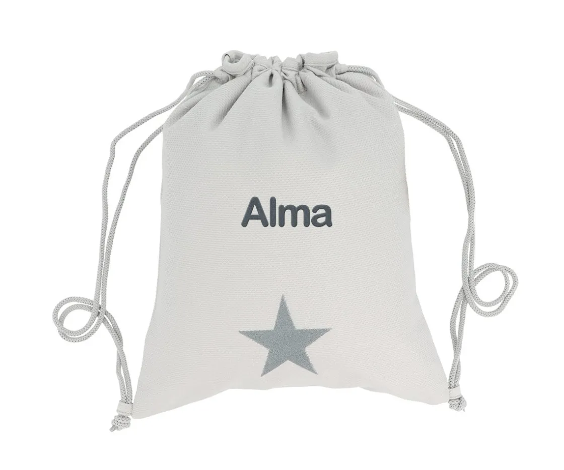 Tutete Textil Mochila Saco Personalizada Piqué Estrella Gris^ Mochilas Saco Infantiles