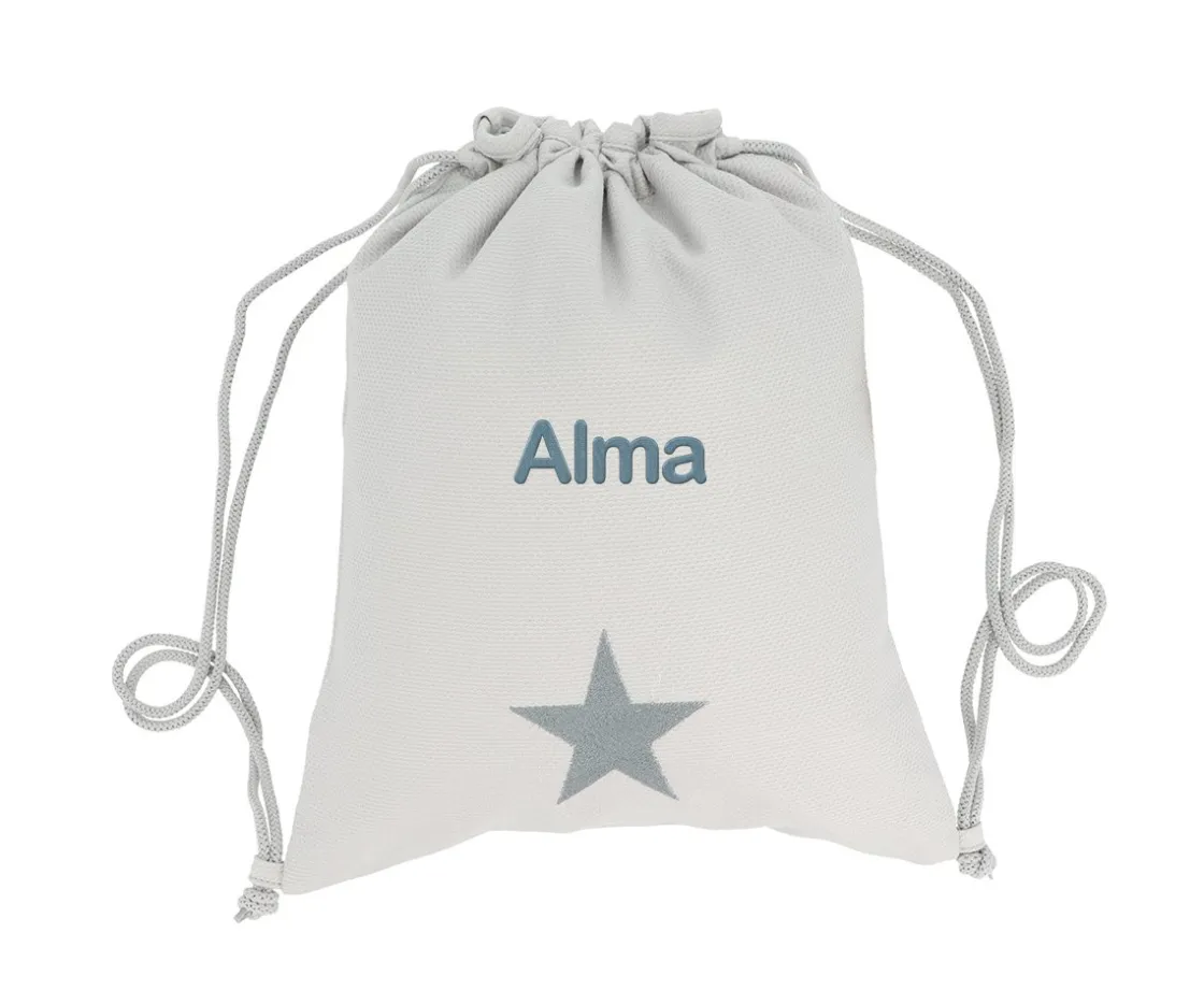 Tutete Textil Mochila Saco Personalizada Piqué Estrella Gris^ Mochilas Saco Infantiles