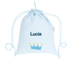 Tutete Textil Mochila Saco Personalizada Piqué Corona Azul^ Mochilas Saco Infantiles