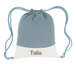 Cristina de Jos'h Mochila Saco Rainbow Dots Azul Personalizable^ Mochilas Saco Infantiles