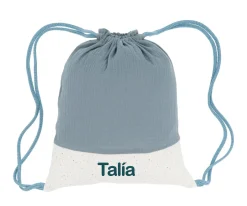 Cristina de Jos'h Mochila Saco Rainbow Dots Azul Personalizable^ Mochilas Saco Infantiles