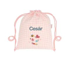 Tutete Textil Mochila Saco Vichy Bugs Personalizable