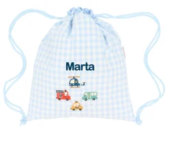 Tutete Textil Mochila Saco Vichy City Cars Personalizable