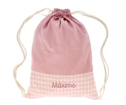 Cristina de Jos'h Mochila Saco Vichy Rosa Personalizable^ Mochilas Saco Infantiles