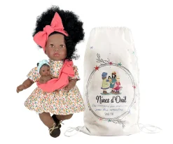 Nines d'Onil Muñeca Alika con Bebé Pelo Rizado Coral^Niños Muñecos