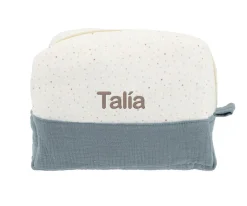 Cristina de Jos'h Neceser Grande Rainbow Dots Azul Personalizable^Niños Neceseres Bebé Personalizados