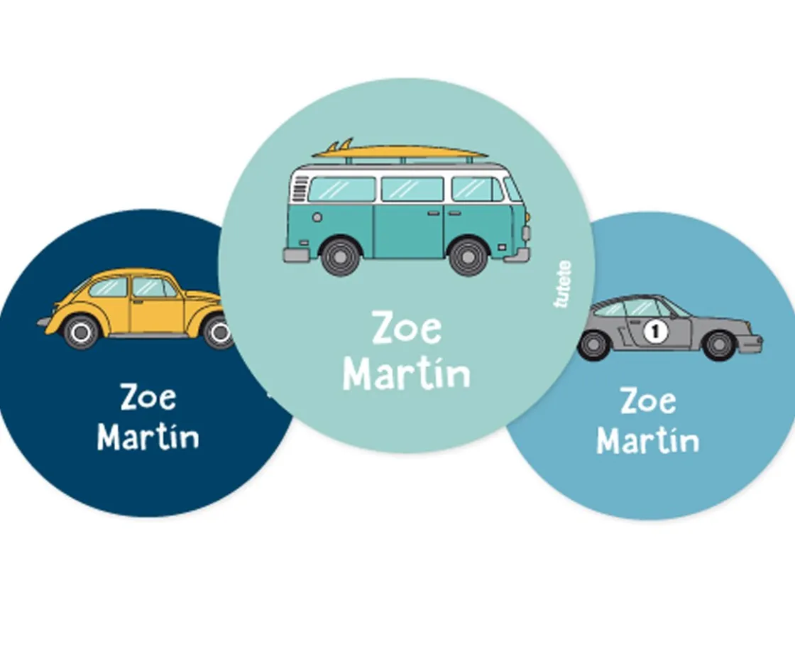 Tutete Pack 3 chapas Personalizadas Coches^ Colecciones Vuelta Al Cole