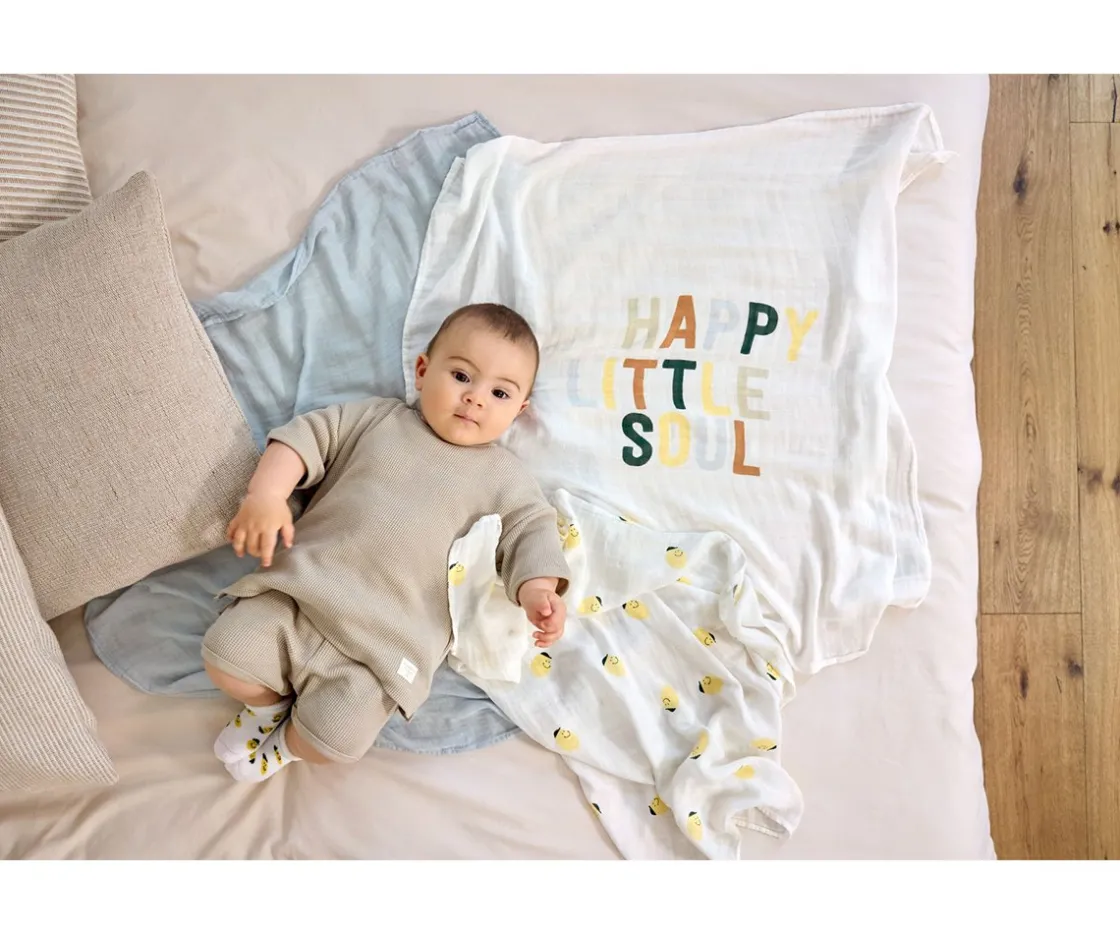 Lassig Pack 3 Muselinas Happy Fruits Lemon 80 cm^ Muselinas Bebé