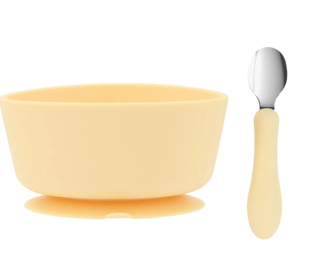 Tutete Pack Baby Meal Babero Silicona Fruits + Bol Silicona y Cuchara Acero Sun^ Vajilla Infantil