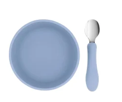 Tutete Pack Baby Meal Babero Silicona Animal Friends + Bol Silicona y Cuchara Acero Ocean Blue^ Vajilla Infantil