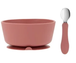 Tutete Pack Baby Meal Babero Silicona Wild Fairies + Bol Silicona y Cuchara Acero Brick Blush^ Vajilla Infantil