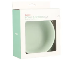 Tutete Pack Baby Meal Babero Silicona Savannah + Bol Silicona y Cuchara Acero Sage^ Vajilla Infantil