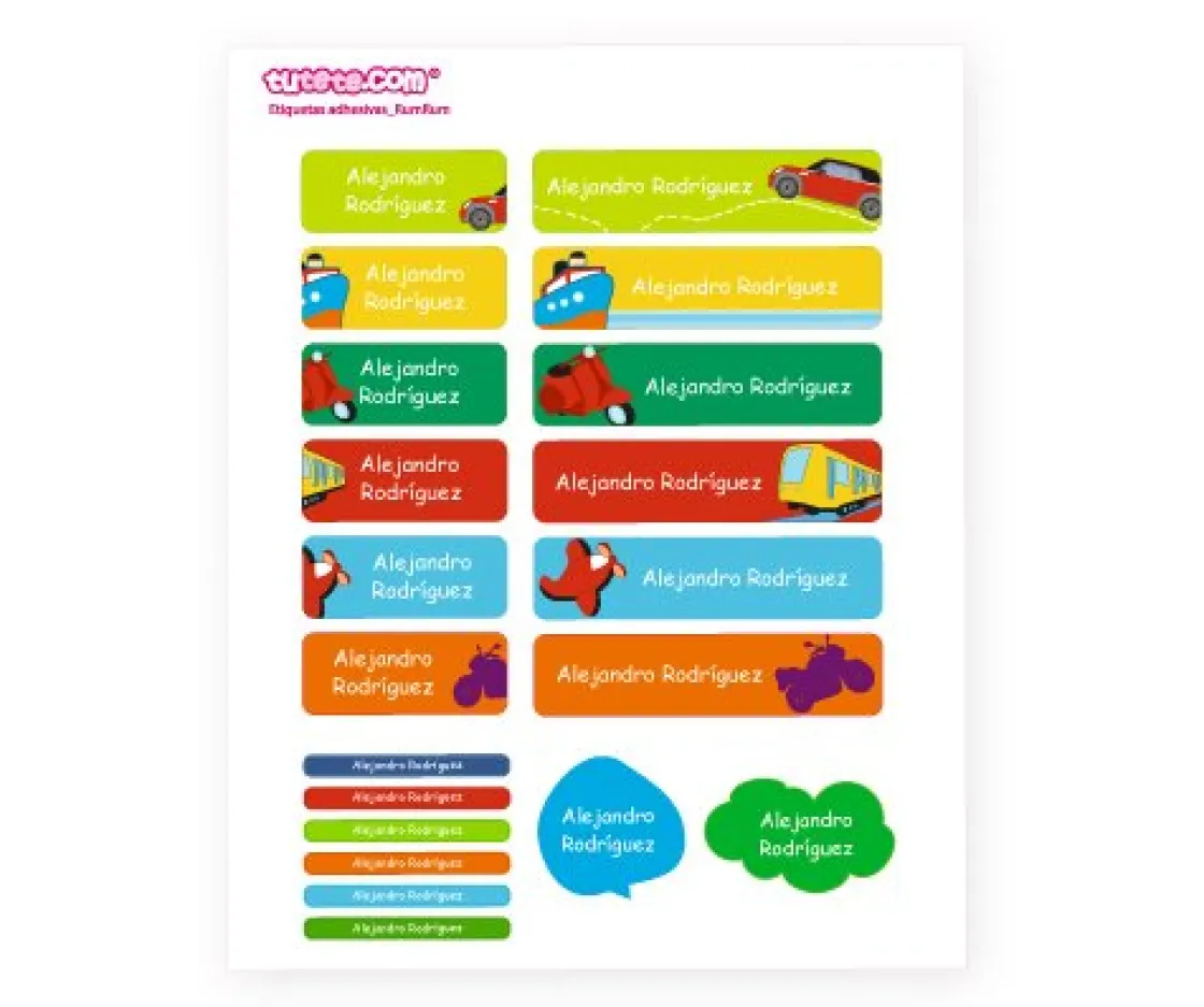 Tutete Pack Combinado Etiquetas termoadhesivas + Siluetas + pegatinas Rumrum^ Etiquetas Personalizadas