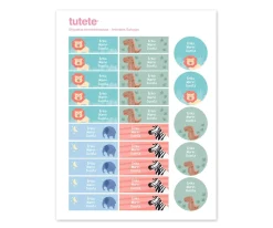 Tutete Pack Combinado Termo y Pegatinas Animales Salvajes^ Etiquetas Personalizadas