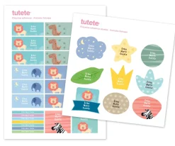 Tutete Pack Combinado Termo y Pegatinas Animales Salvajes^ Etiquetas Personalizadas