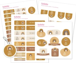 Tutete Pack Combinado Termo y Pegatinas Arcoíris Mostaza