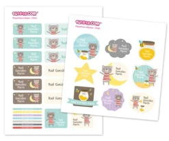 Tutete Pack Combinado Termo y Pegatinas Osito^ Etiquetas Personalizadas