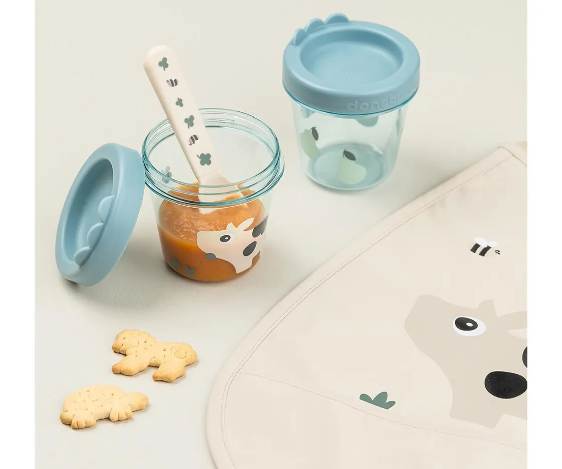 Done by Deer Pack de 2 Contenedores Porta Alimentos Tiny Farm Blue^ Fiambreras Infantiles