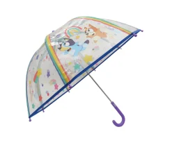 CyP Brands Paraguas Manual Infantil Bluey Transparente Burbuja^ Paraguas Infantiles