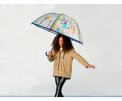 CyP Brands Paraguas Manual Infantil Bluey Transparente Burbuja^ Paraguas Infantiles