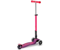 Niños Micro Patinete Maxi Deluxe Plegable Neon Led Lila / Rosa