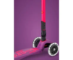 Niños Micro Patinete Maxi Deluxe Plegable Neon Led Lila / Rosa