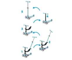 Niños Micro Patinete Mini 4 en 1 Deluxe LED Azul