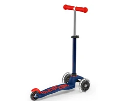 Niños Micro Patinete Mini Deluxe Marino/Rojo Luces LED
