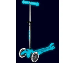 Niños Micro Patinete Mini Deluxe Glow Aqua con Luces LED