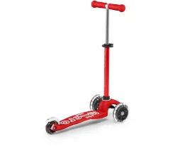 Niños Micro Patinete Mini Deluxe Rojo Luces LED