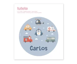 Tutete Pegatina Grande City Cars para Caja Almuerzo