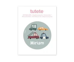 Tutete Pegatina Pequeña Vintage Cars para Botella y Cajas Almuerzo