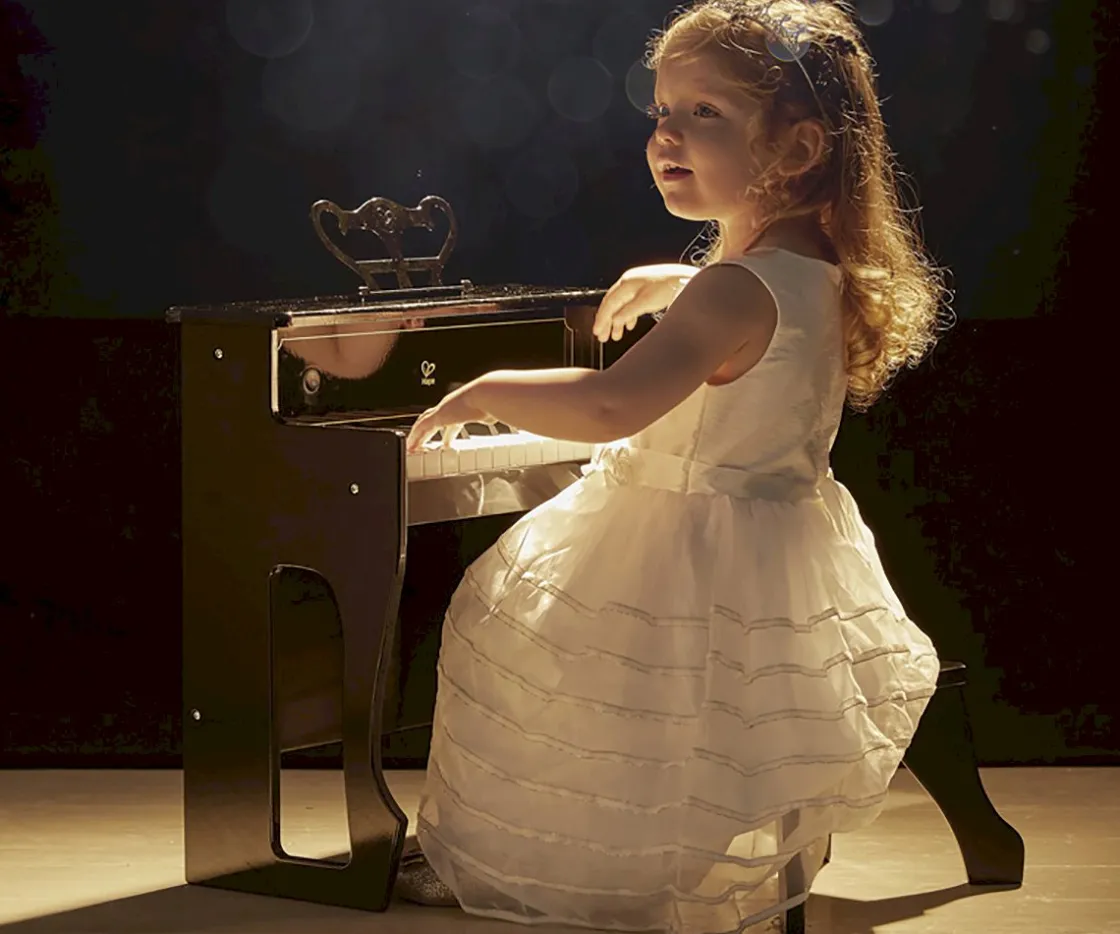 Niños Hape Piano Vertical Con Sonido Dinámico Negro