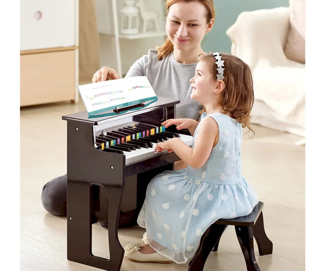 Niños Hape Piano Vertical Con Sonido Dinámico Negro