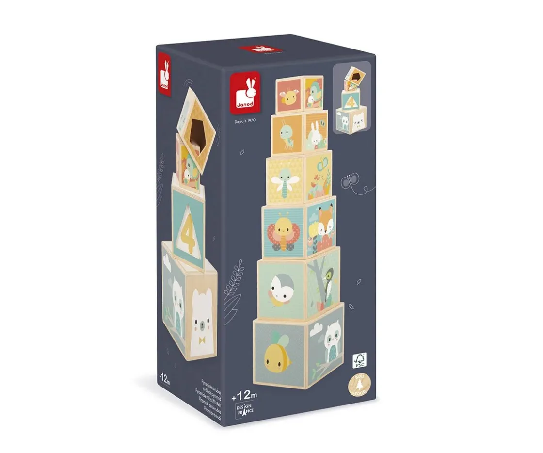 Niños Janod Pirámide Apilable Pure 6 Cubos