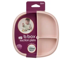 b.box Plato 2 en 1 con Ventosa y Compartimentos Extraíbles Blush